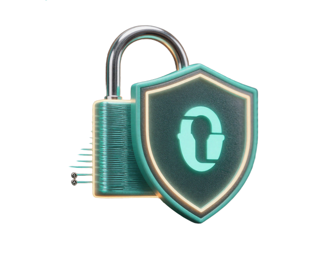 Leuchtendes Vorh&auml;ngeschloss mit Schild und t&uuml;rkiser Schaltkreis-Grafik - 256-bit SSL Sicherheit bei Betsson