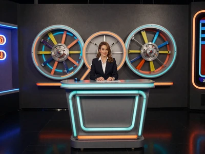 Game-Show-Studio mit Moderator und Neon-Kulisse - exklusive Game Shows im Betsson Live Casino